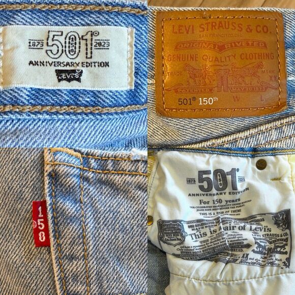 Levi’s 501 150th Anniversary Jeans Patchwork Tag Sz 25x30 Light Wash Straight - Picture 14 of 15